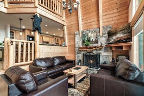 Smart TV, fireplace, video games, DVD player