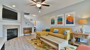 TV, fireplace, offices