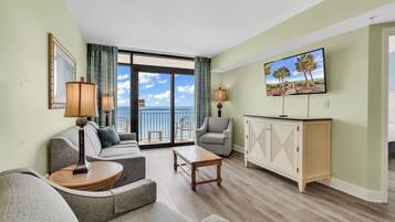 Exclusive Condo, 2 Bedrooms, Balcony, Ocean View | Living room | 42-inch Smart TV with digital channels, TV