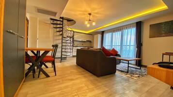 Presidential Apartment | Living area | 120-cm Smart TV with satellite channels, TV