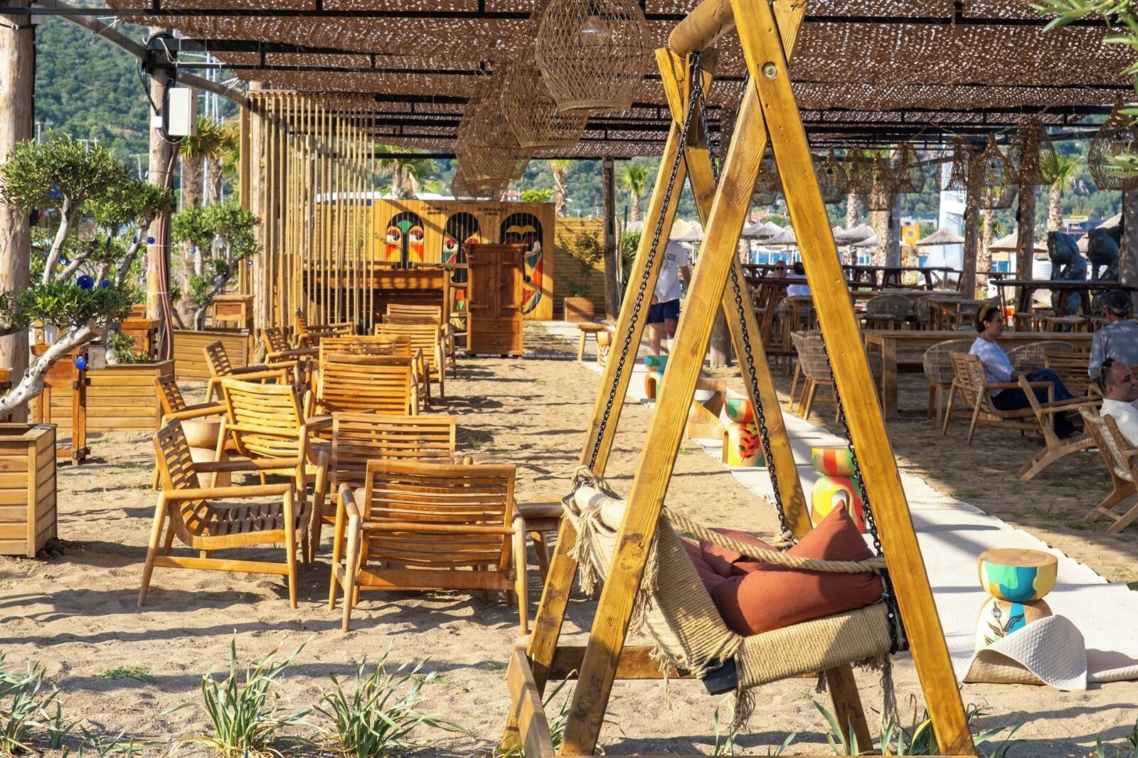 private beach, sun-loungers, beach umbrellas, beach bar