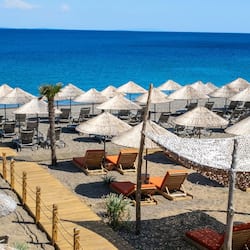 Private beach, sun-loungers, beach umbrellas, beach bar