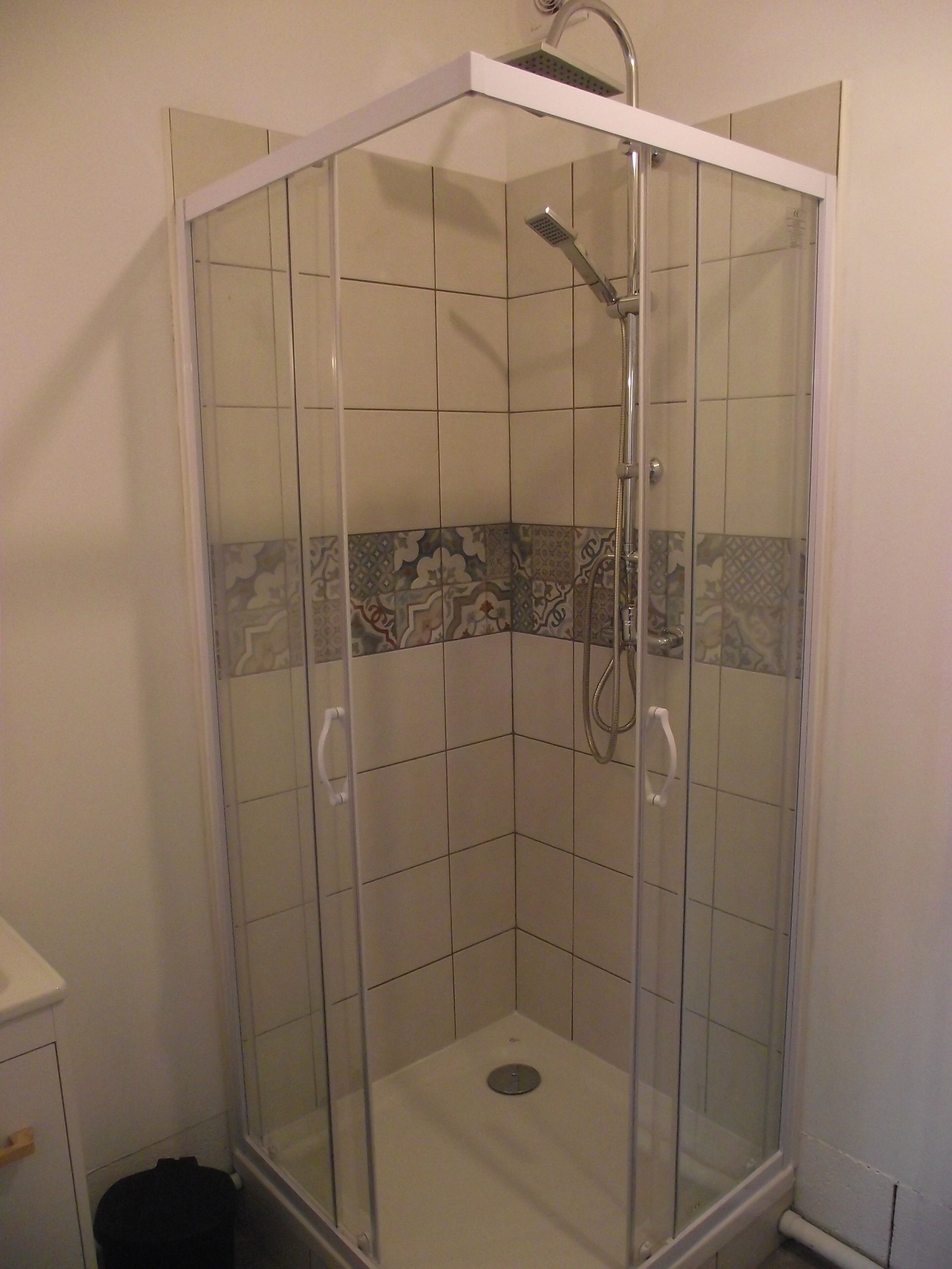 Douche, sèche-cheveux, serviettes fournies, papier toilette