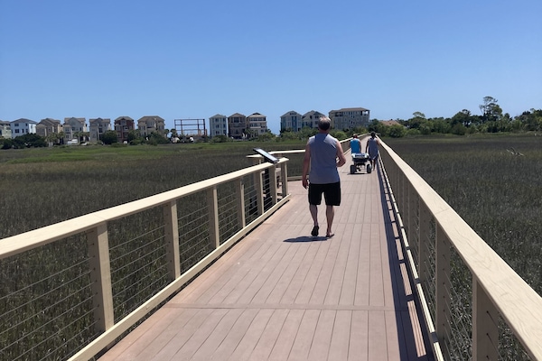 Private Boardwalk - 3/10 mile long
but the shuttle runs every 20 - 30 minutes