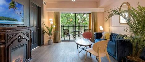 TV connectée, cheminée, jeux vidéo