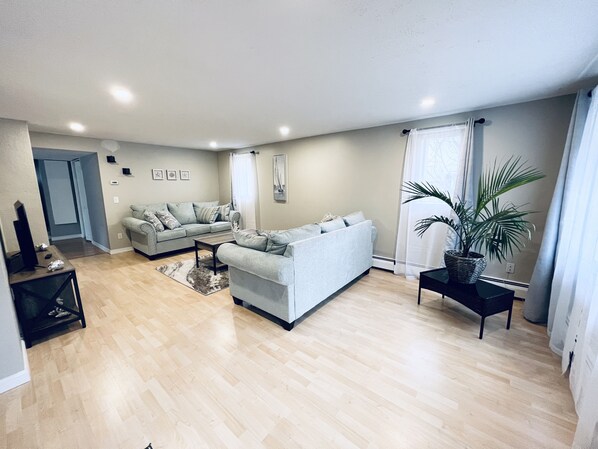 Smart TV, fireplace, table football, ping pong