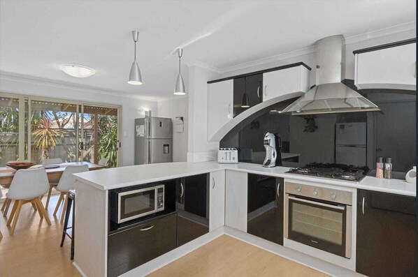 Fridge, microwave, oven, dishwasher