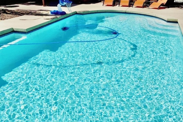 Beautiful salt pool with color changing led lights can also be heated ,