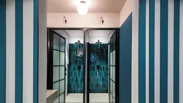 Shower, free toiletries, hair dryer