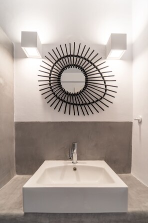 Regadera, secadora de cabello, toallas, papel de baño 