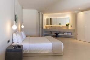 Lava Suite with Plunge Pool with Partial Sea View | Egyptian cotton sheets, premium bedding, memory foam beds, in-room safe - Santopaz Suites (Santorini)