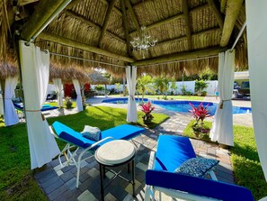 Terrace/patio - Your 1-Acre Tropical Resort – No Crowds, All Fun!  Near W Palm Beach • Sleeps 14 (Lake Worth)