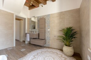 Secador de cabelo, toalhas de banho