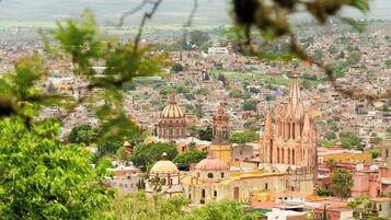 A cityscape with prominent historical architecture, including a cathedral with a tall spire and domed buildings.