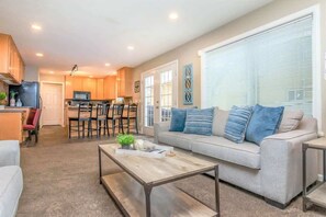 Smart TV, fireplace, foosball, offices