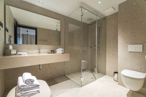 Suite junior | Baño | Ducha, secador de pelo y toallas