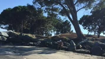 Plage à proximité, chaises longues