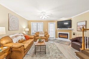 スマートテレビ、暖炉、テレビゲーム、書庫