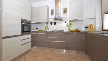 Kühlschrank, Mikrowelle, Ofen, Herdplatte