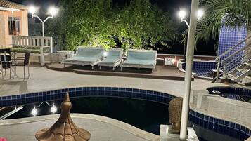 Outdoor pool, pool loungers