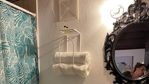 Ensemble douche/baignoire, sèche-cheveux, serviettes fournies, shampoing