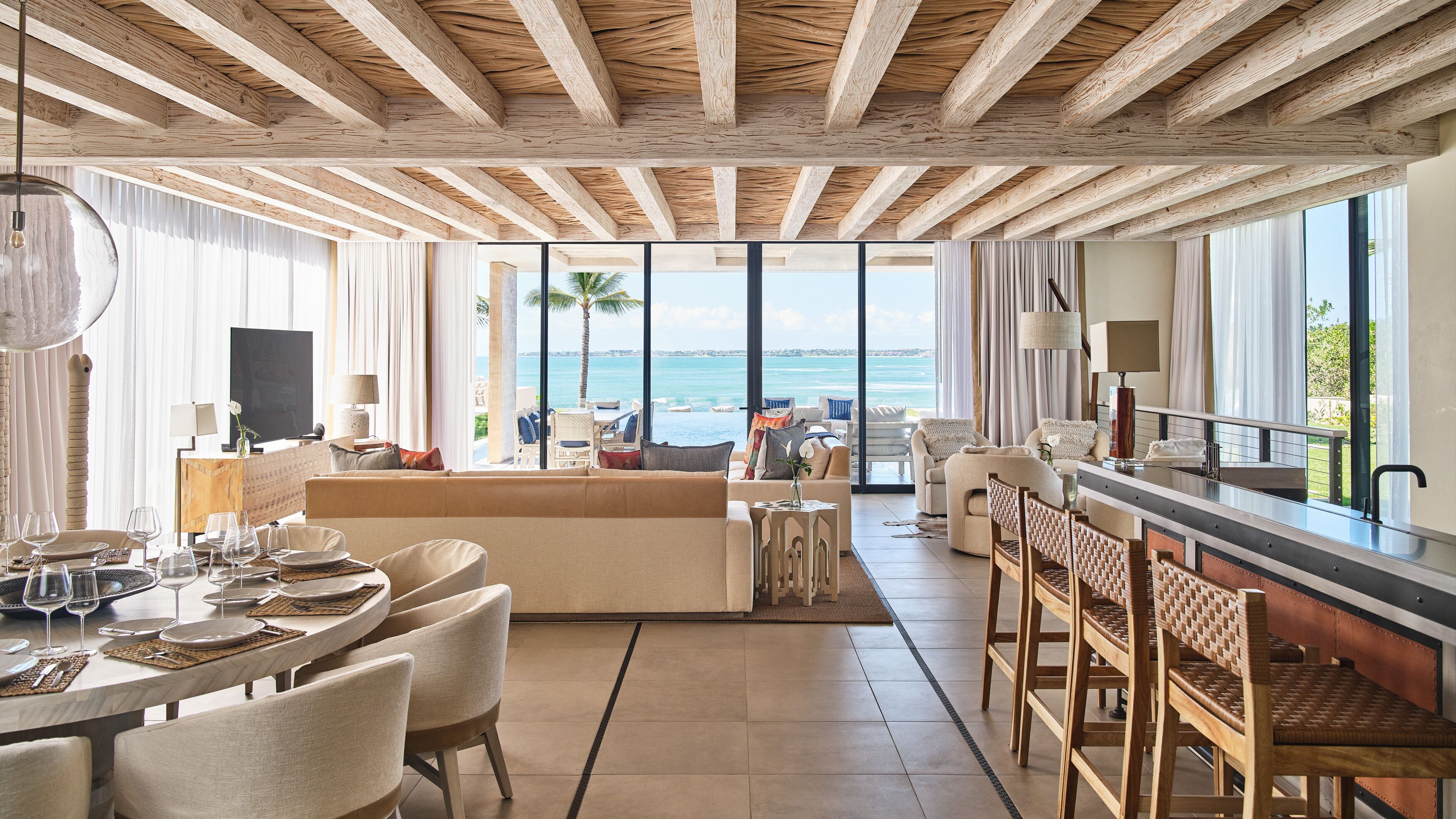 Villa, Oceanfront (Pacifico: Seven Bedroom, with Pool) | Living area | 55-inch LCD TV with satellite channels, TV