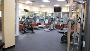 A gym with stationary bikes, treadmills, and weight machines. - On Jiminy Peak Resort - Sleeps 9-10 - Pool, Hot Tub & Sauna (Hancock)