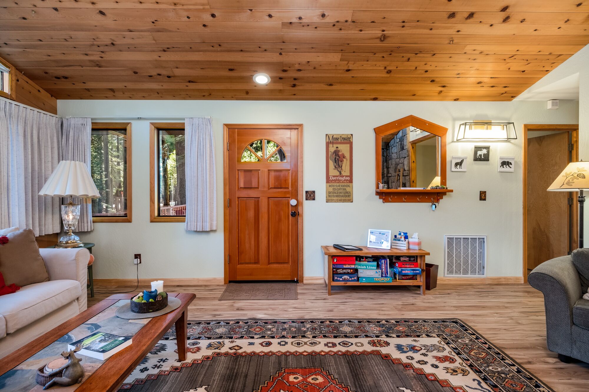 Smart TV, fireplace, DVD player, foosball