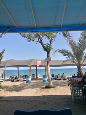 Private beach nearby, sun-loungers, beach umbrellas, beach bar