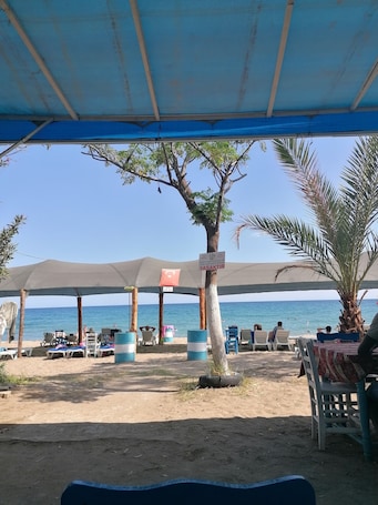 Private beach nearby, sun loungers, beach umbrellas, beach bar