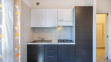 Réfrigérateur, micro-ondes, plaque de cuisson