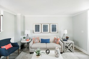 Condo, 2 Bedrooms | Living room - Lynwood Collection on Forsyth 14A by Lucky Savannah (Savannah)