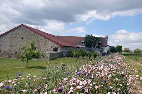 Property grounds. Renovated country house with terrace and garden