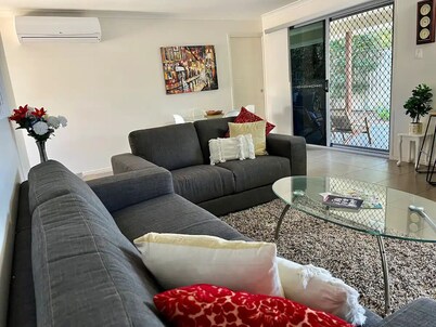 Home away from home! Modern, comfortable, central, AC, Yard.