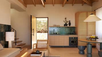 Fridge, microwave, oven, espresso maker