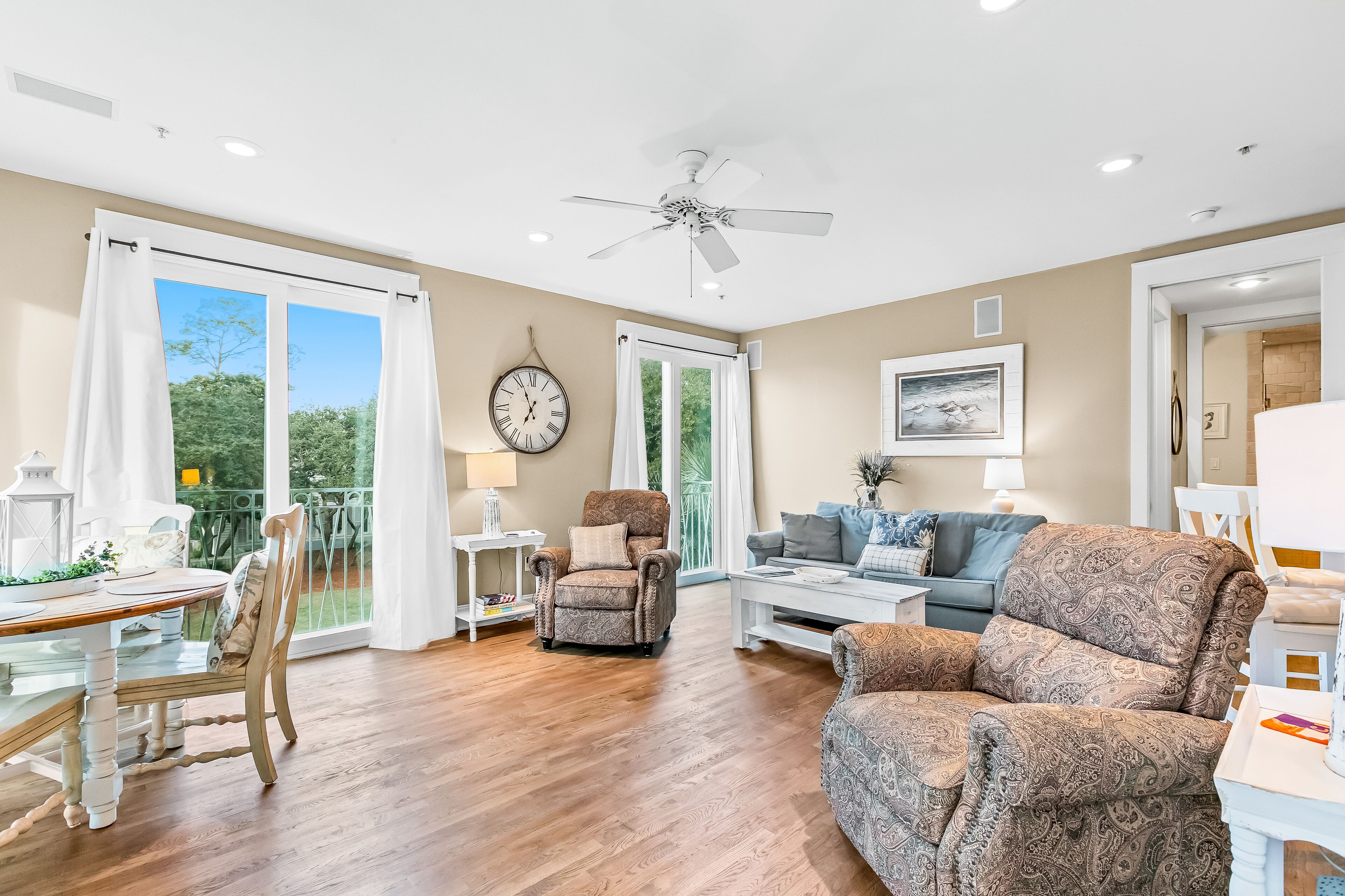 Carillon Beach condo with WiFi, fireplace, balcony, pool, and beach access