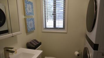 Shower, towels, soap, shampoo