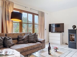 TV, fireplace, table football