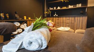 Steam room, body treatments, sports massages, body scrubs, facials