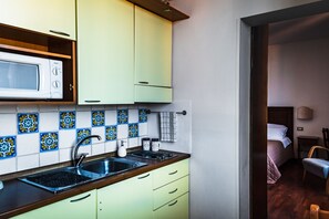 Fridge, microwave, oven, electric kettle