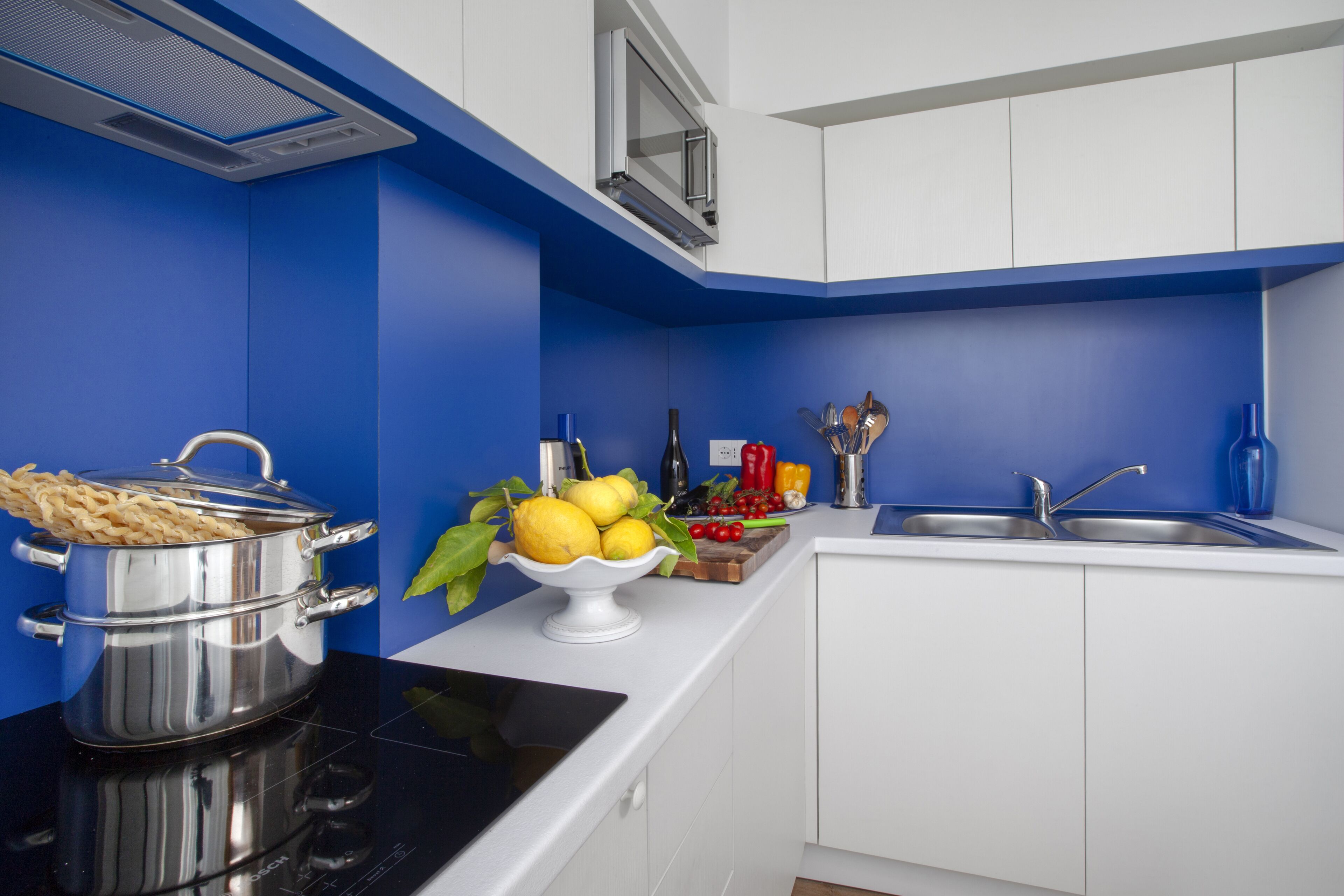 Réfrigérateur, micro-ondes, plaque de cuisson, bouilloire électrique