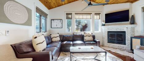 Smart TV, fireplace, video games