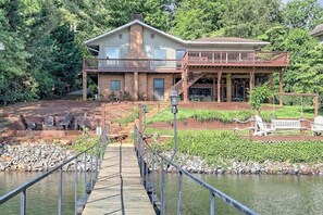 Exterior - Twin Oaks Retreat by Chatuge Home Concierge<br> Lakefront w/ Pvt Covered Dock, fire pit, ping pong, shuffle board, water carpet (Hiawassee)