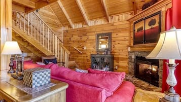 Smart TV, fireplace, DVD player, foosball