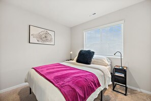 4 bedrooms, desk, iron/ironing board, travel cot