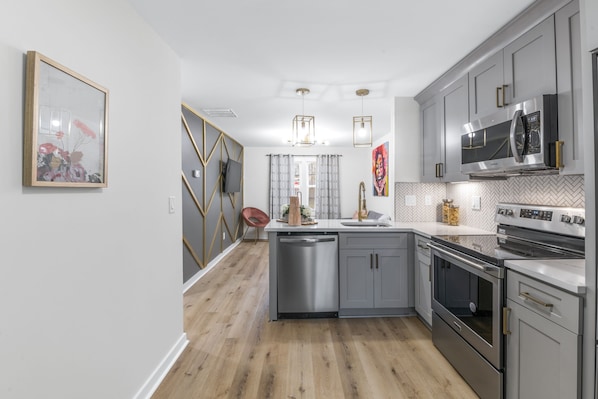Fridge, dining tables