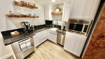 Fridge, microwave, coffee/tea maker, ice maker