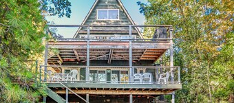 Three-story home in Willow Cove with 2 decks & great views - walk to Bass Lake
