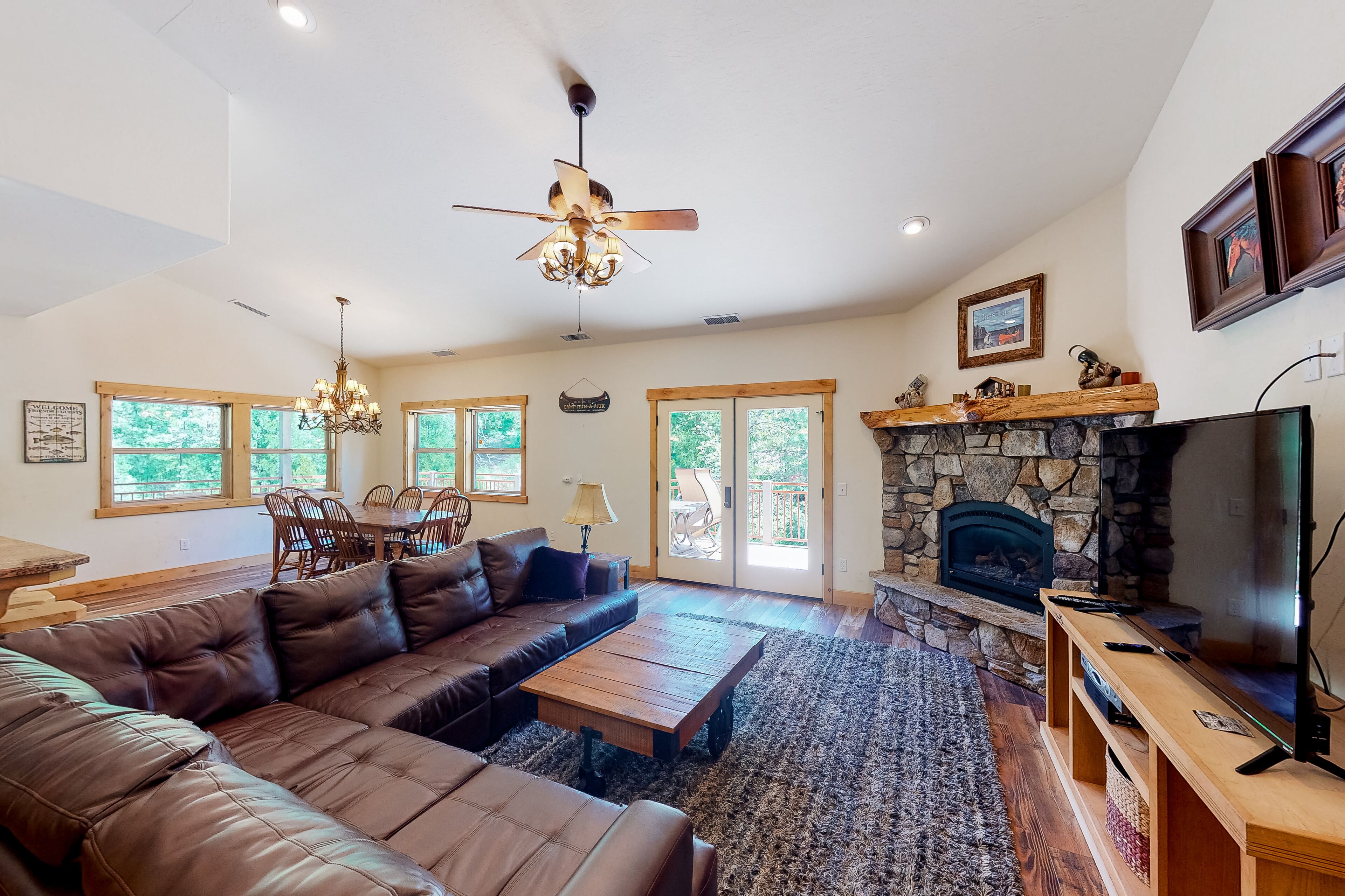 Huge home with indoor basketball court, pool table, boat slip, fireplace & patio