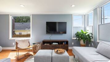 Smart TV, DVD player, foosball, table tennis